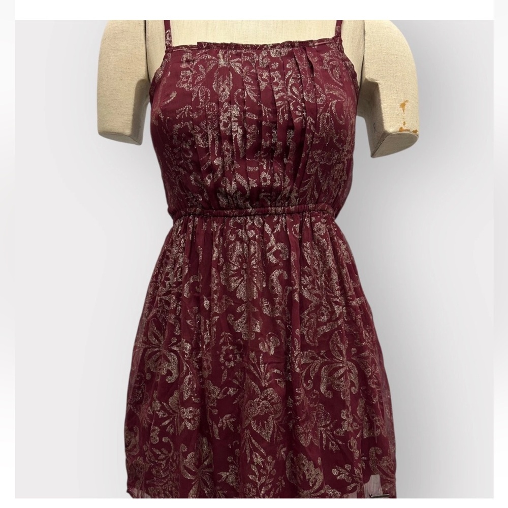 Abercrombie & Fitch Mini Dress Women Small Red Gold Sheer Coastal Beach